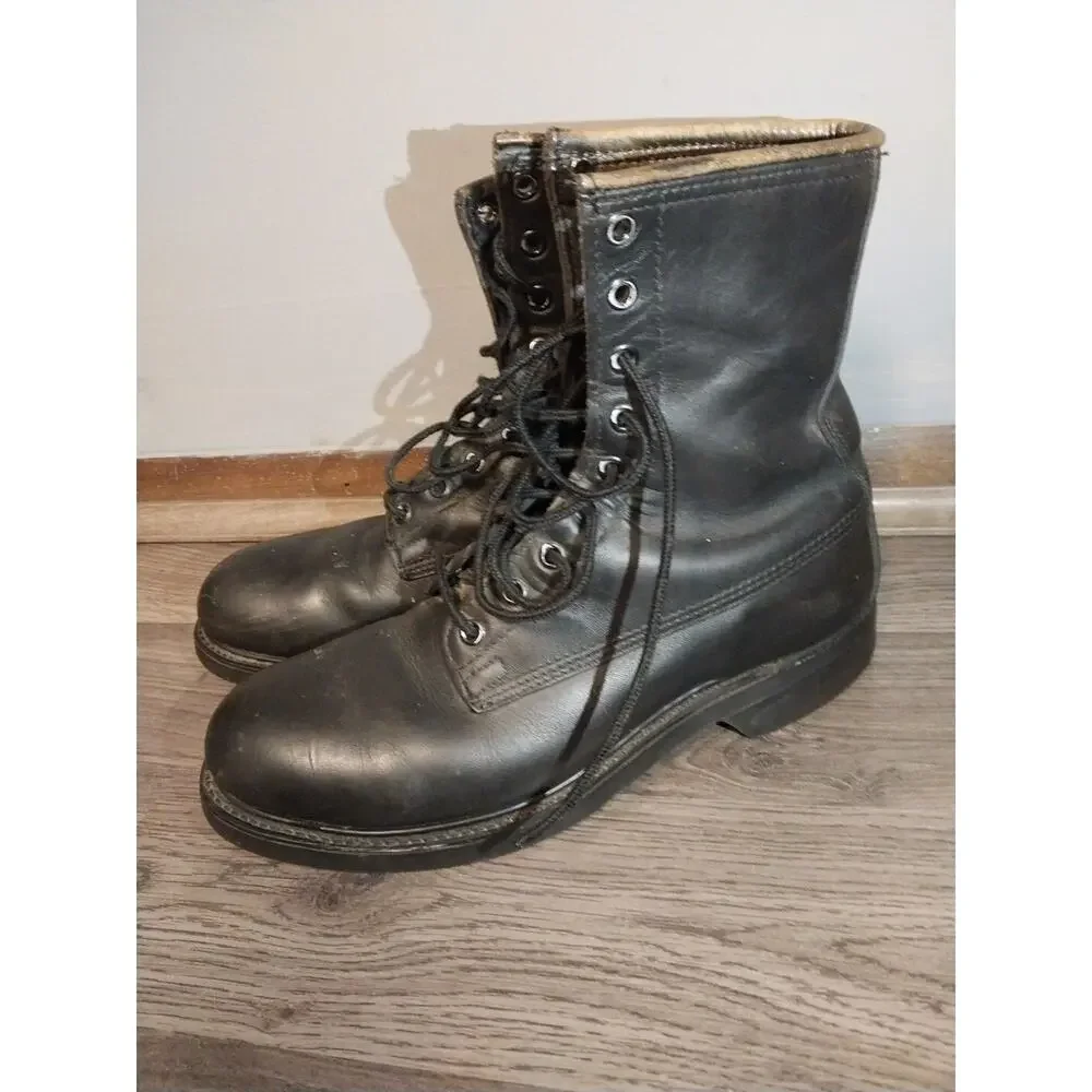 Cove Shoe Company Black Leather Steel Toe Lace Up Work Boots Men's US 8- R